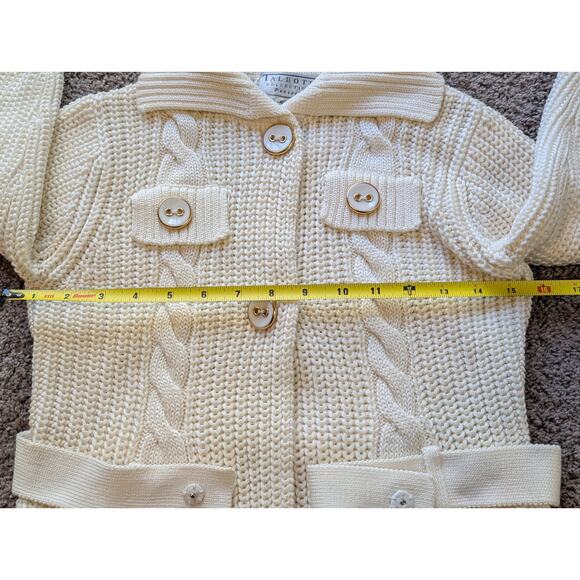 Vtg Crochet Cardigan XS Light Academia Preppy Cable Knit Cottagecore Pima Fairy - Picture 8 of 11